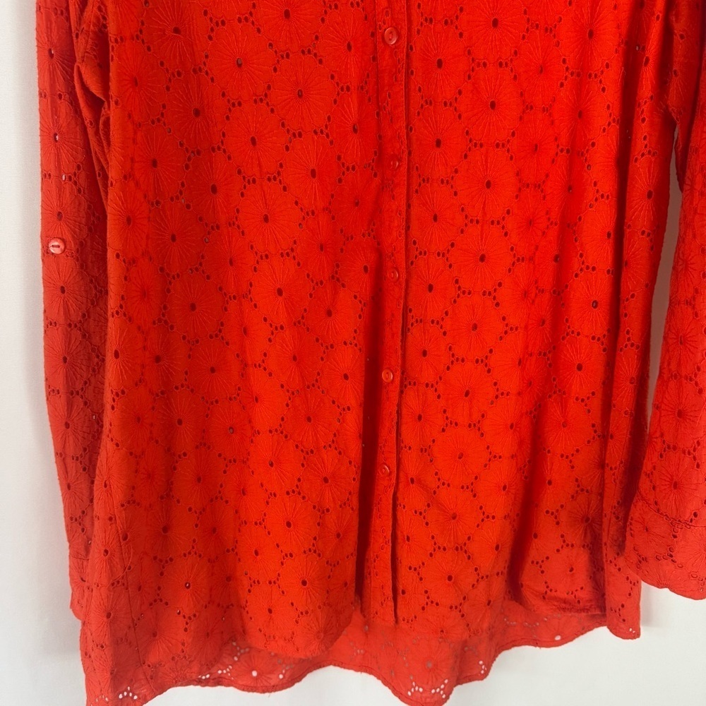 Artelier Nicole Miller | Tops 100% Cotton ArtelierEmbroidered Sz:L Orange - Picture 4 of 14